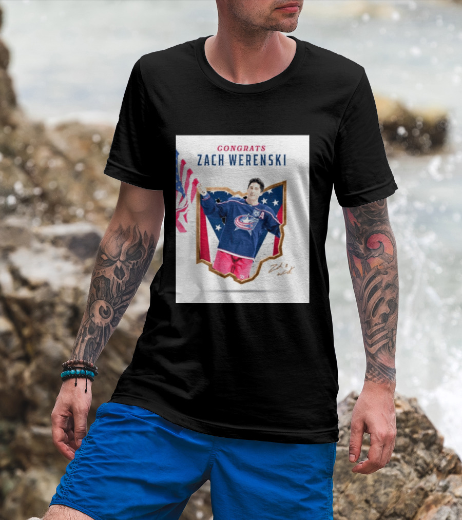 Congrats Zach Werenski USA Columbus Blue Jackets Hockey Celebration T-Shirt