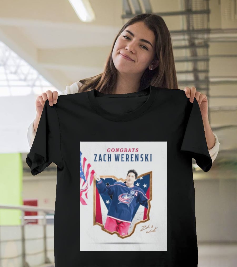 Congrats Zach Werenski USA Columbus Blue Jackets Hockey Celebration T-Shirt