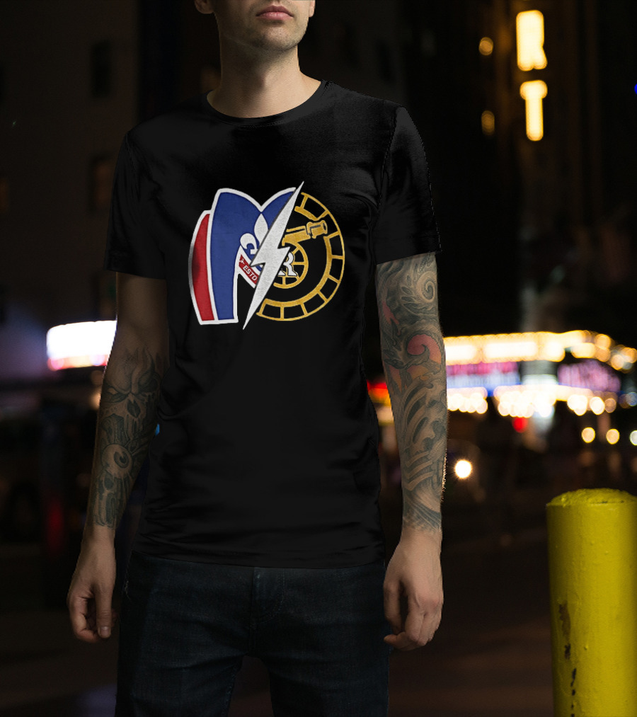 Boston Raiders Montreal Metros Hockey Rivalry Shane Ilya ESTD Fleur De Lis Puck T-Shirt