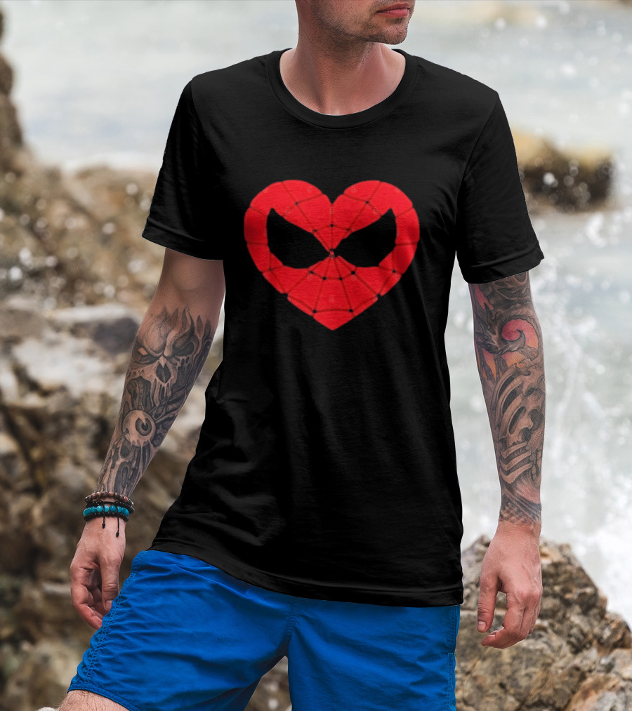 Spider Man Heart Web Mask Marvel Superhero T-Shirt