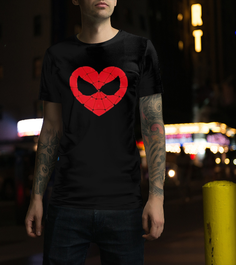 Spider Man Heart Web Mask Marvel Superhero T-Shirt
