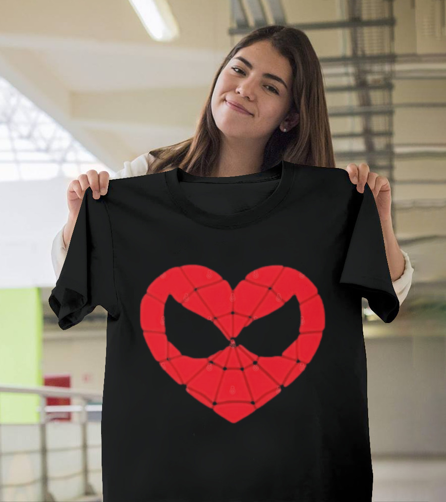 Spider Man Heart Web Mask Marvel Superhero T-Shirt