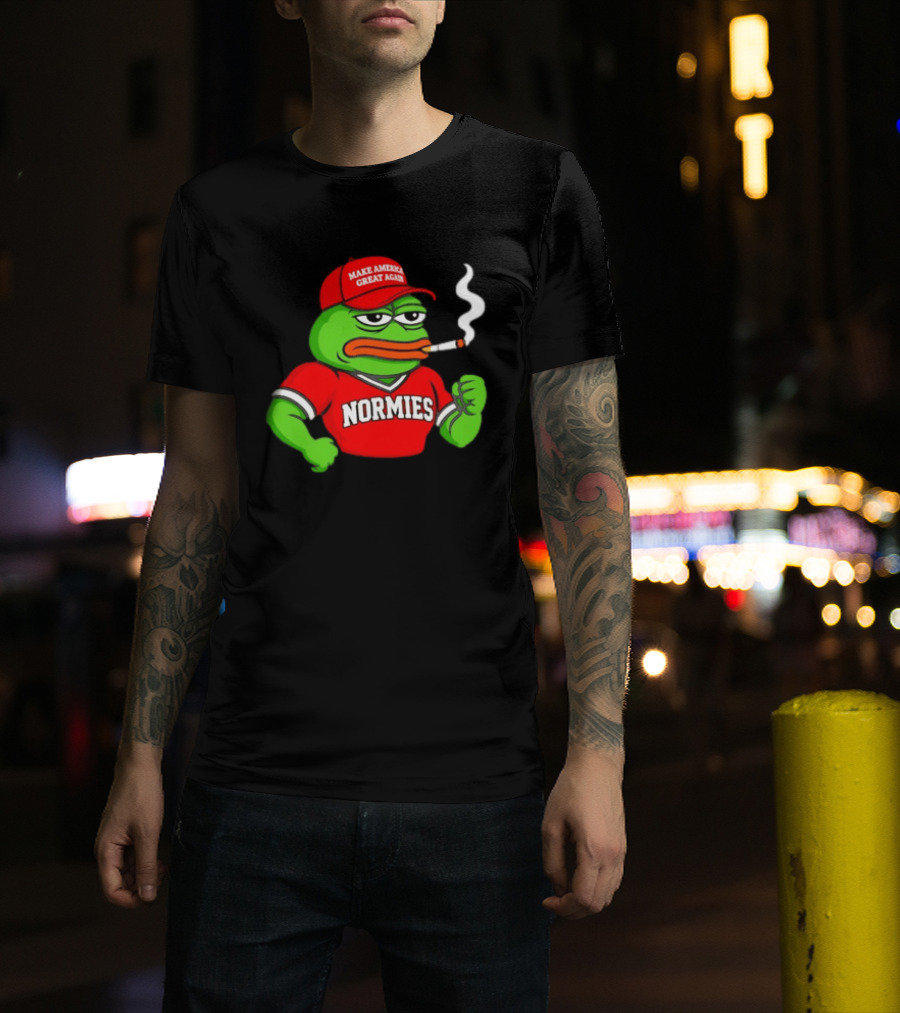 Pepe The Frog Smoking Wearing Normies Make America Great Again Red Hat T-Shirt