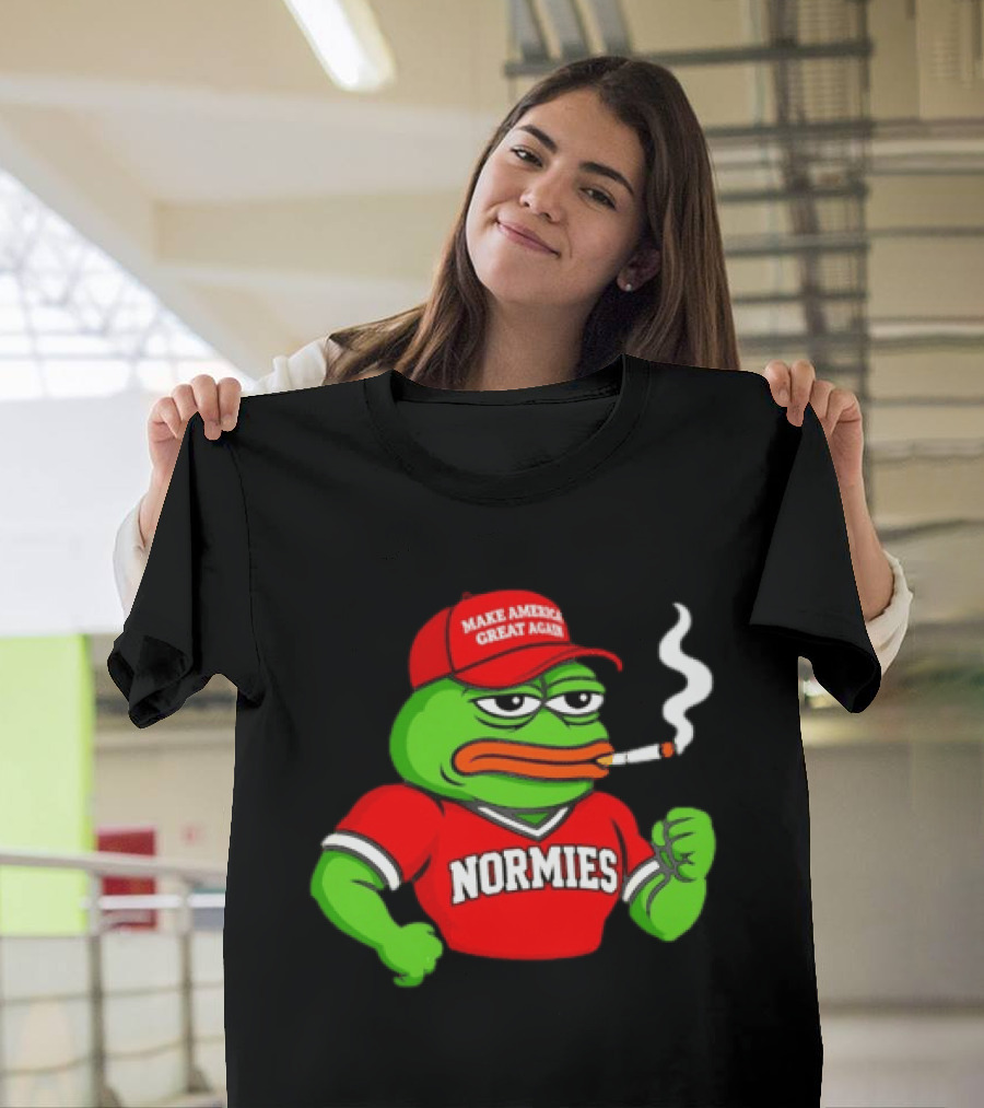 Pepe The Frog Smoking Wearing Normies Make America Great Again Red Hat T-Shirt