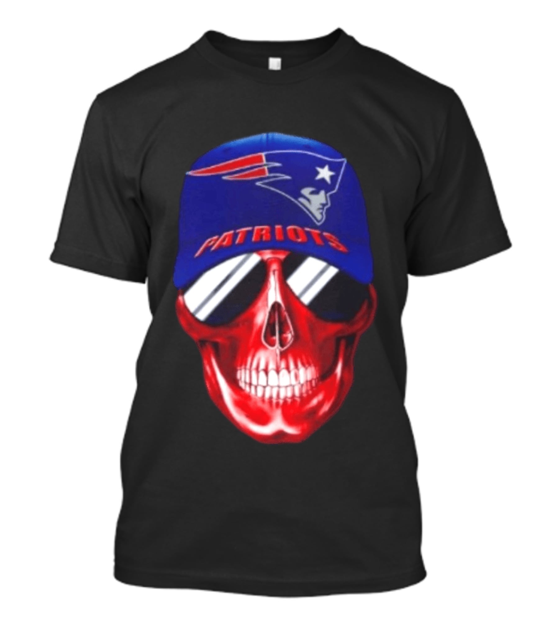 New England Patriots Cap Skull Smiling For Fans T-Shirt