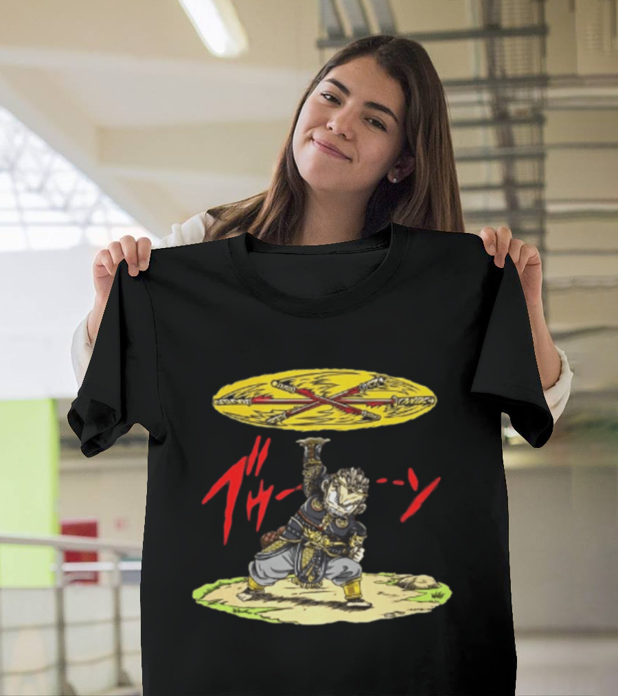 Ton Wukong Rotate The Stick Yellow Red Cartoon T-Shirt