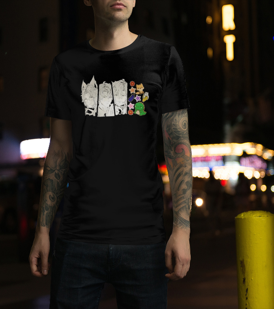 Vox Akuma Mysta Rias Ike Eveland Nijisanji EN Luxiem Vtuber Characters Cute Animal Stickers And Star Designs T-Shirt