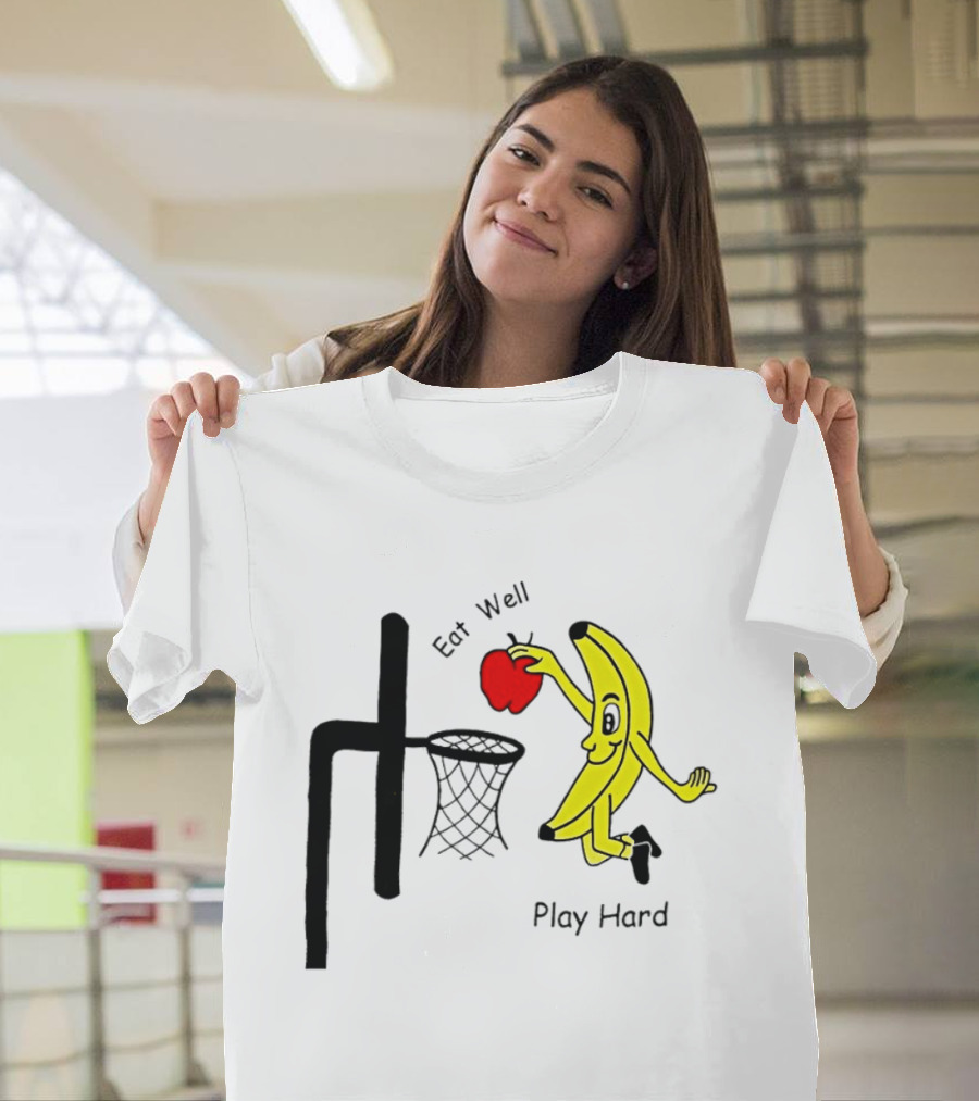 Banana Squad Basketball Eat Well Play Hard Dunking Apple T-Shirt