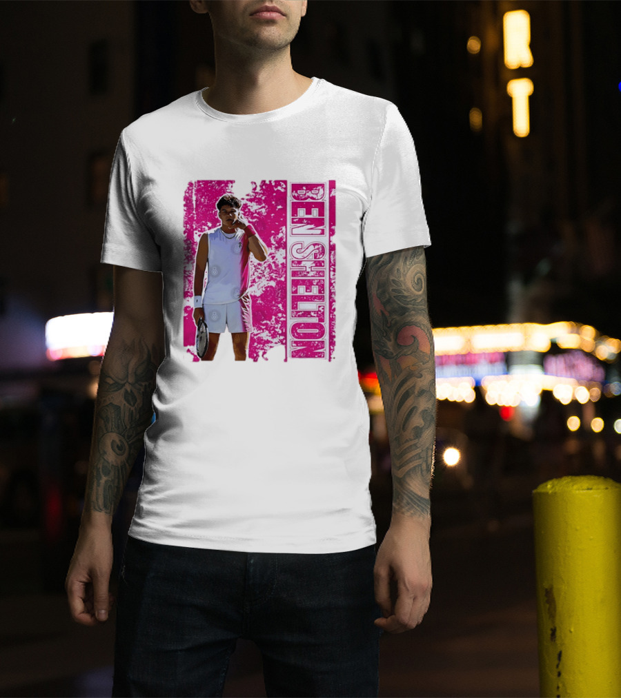 Ben Shelton Tennis Star Distressed Pink T-Shirt