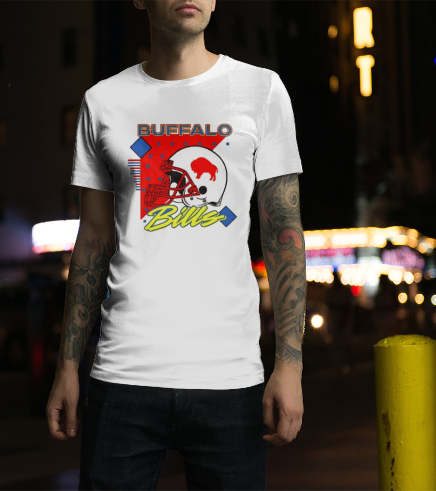 Buffalo Bills Football Helmet Retro 90s T-Shirt