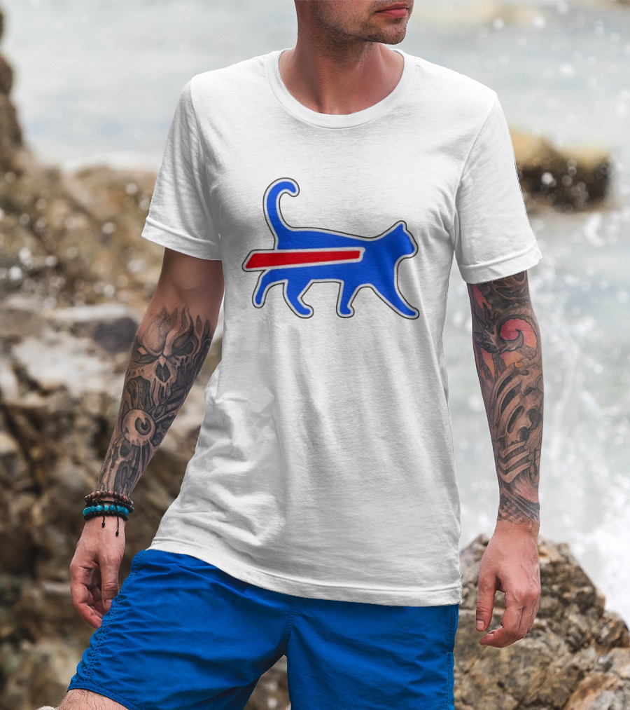 Buffalo Bills Cat Logo Parody Red And Blue T-Shirt