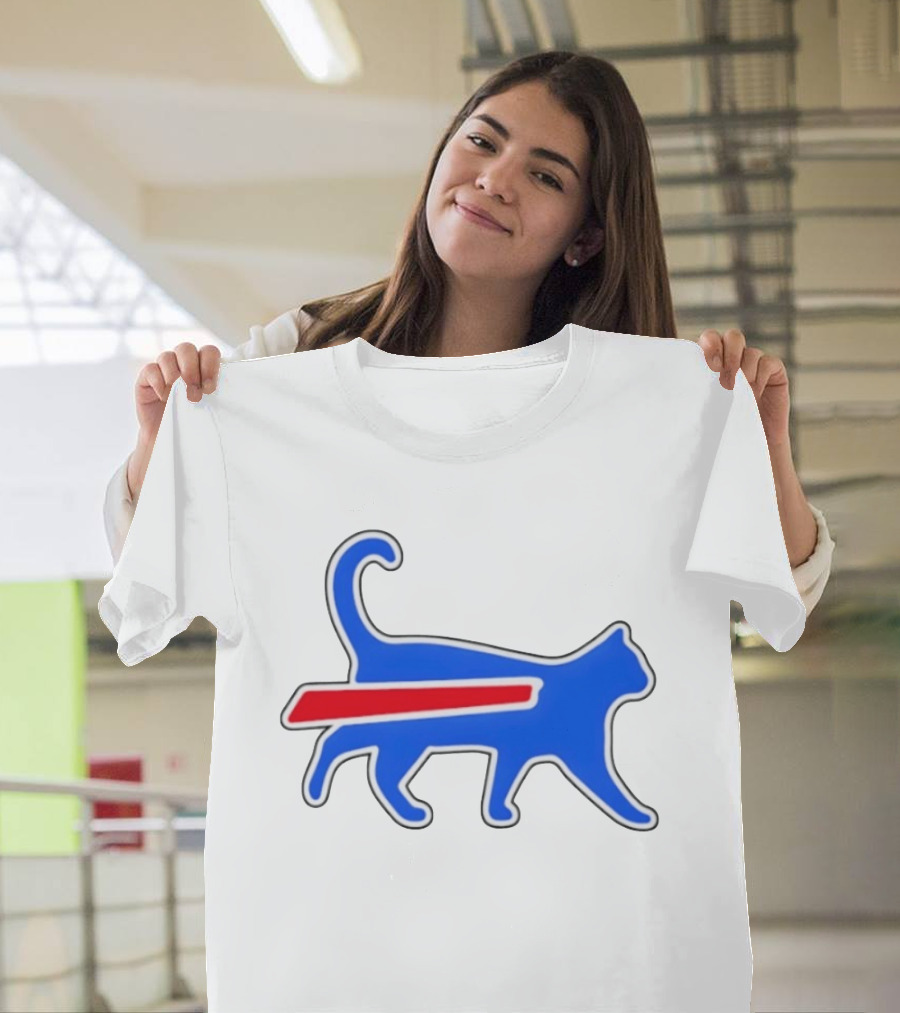 Buffalo Bills Cat Logo Parody Red And Blue T-Shirt