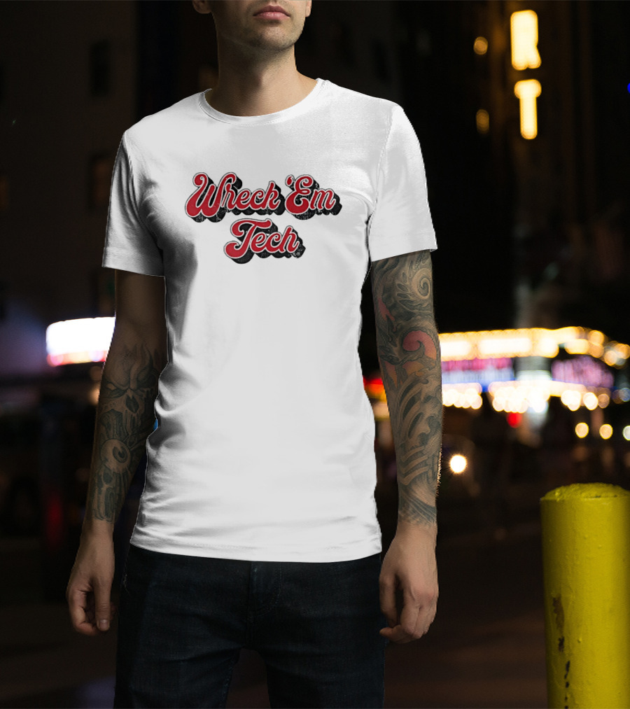 Wreck Em Tech Classic Texas Tech 70s Script T-Shirt