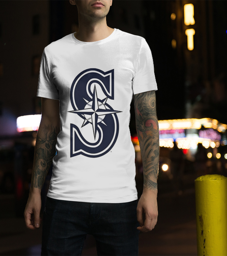 Seattle Mariners Tridents Up Compass Rose Iconography T-Shirt