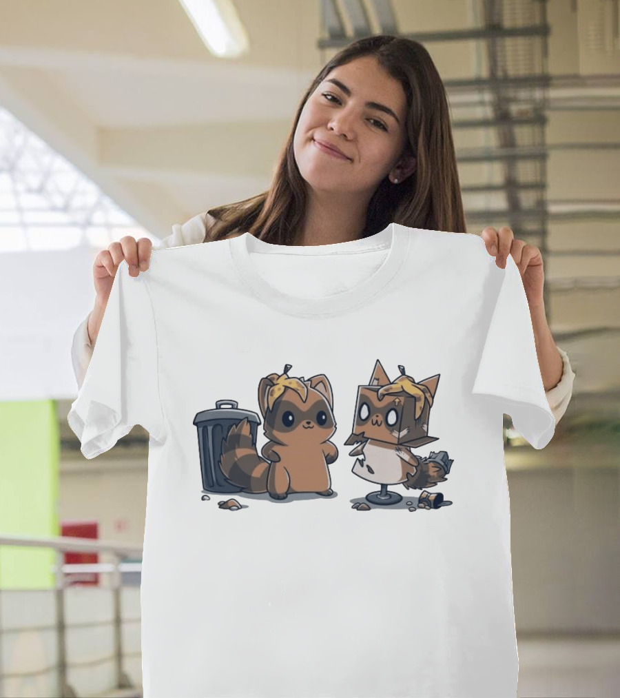 Get Crafty Raccoon Cardboard Box Costume With Trash Can Creativity T-Shirt