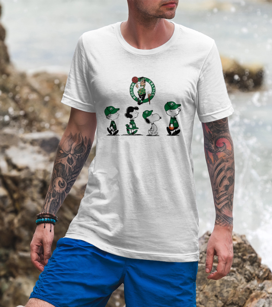Peanuts Characters Boston Celtics Basketball Sports T-Shirt