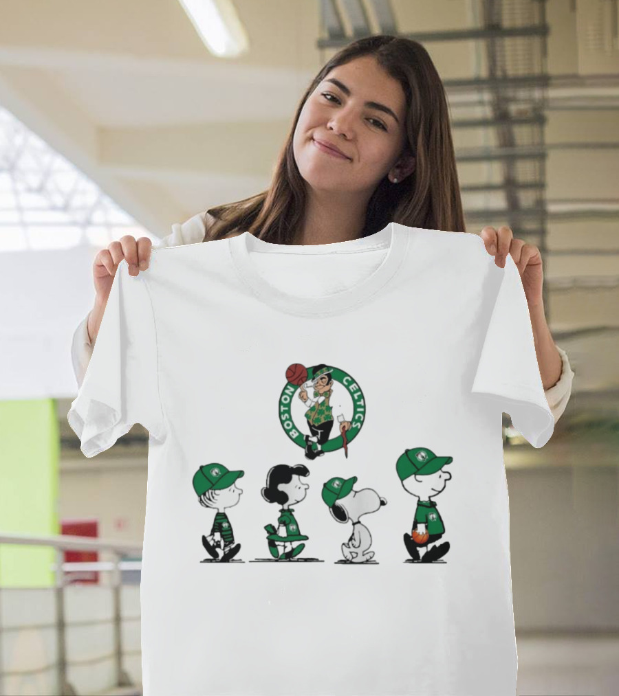 Peanuts Characters Boston Celtics Basketball Sports T-Shirt