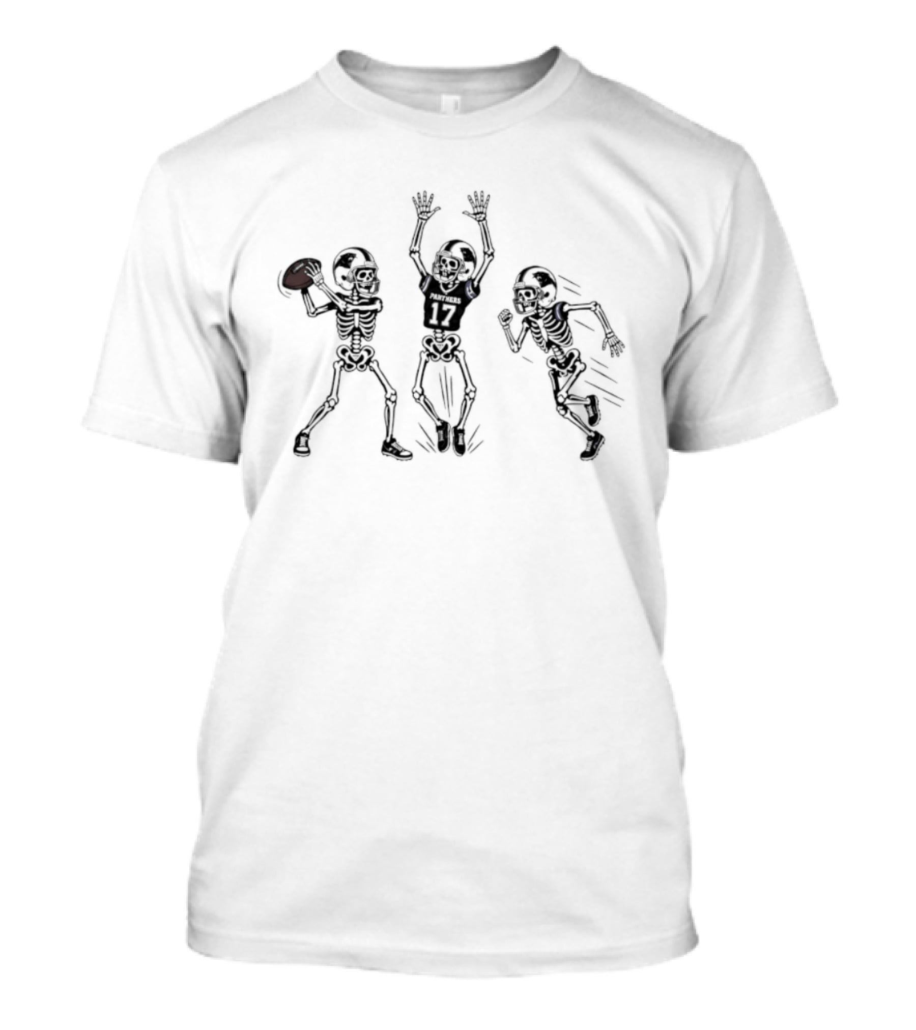Xavier Legette Number 17 Carolina Panthers Skeleton Playing Football T-Shirt