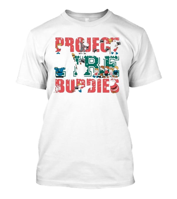 Project Fire Buddies Christmas Animated Characters And Santa Claus T-Shirt