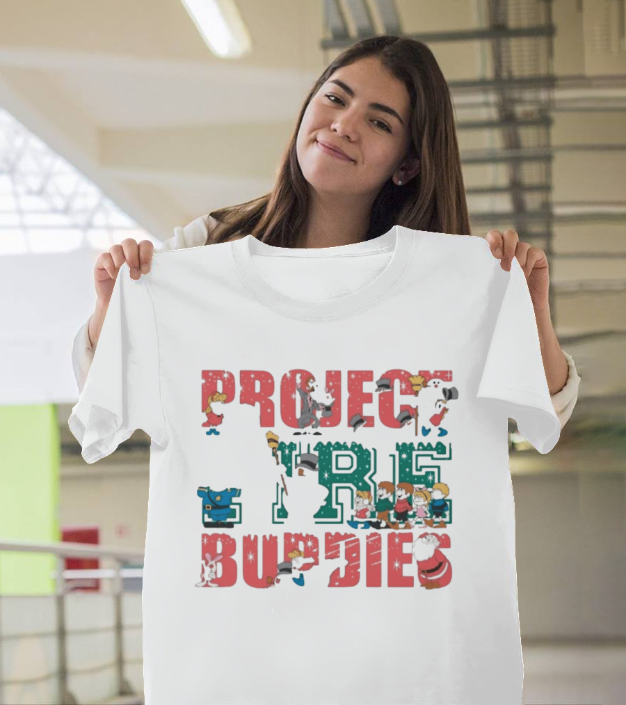 Project Fire Buddies Christmas Animated Characters And Santa Claus T-Shirt