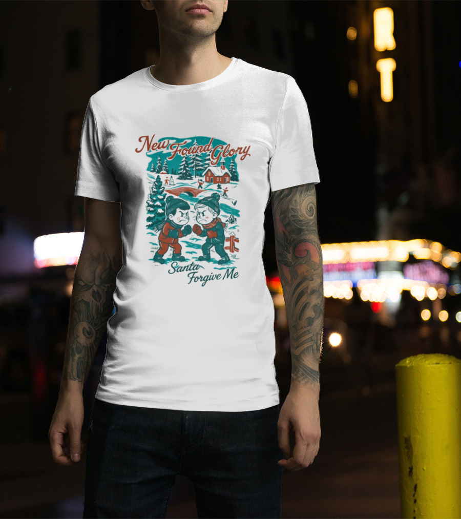 New Found Glory Santa Forgive Me Winter Scene T-Shirt