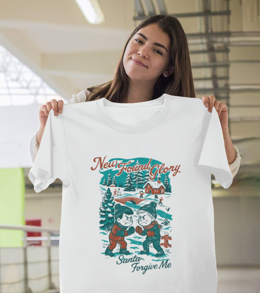New Found Glory Santa Forgive Me Winter Scene T-Shirt