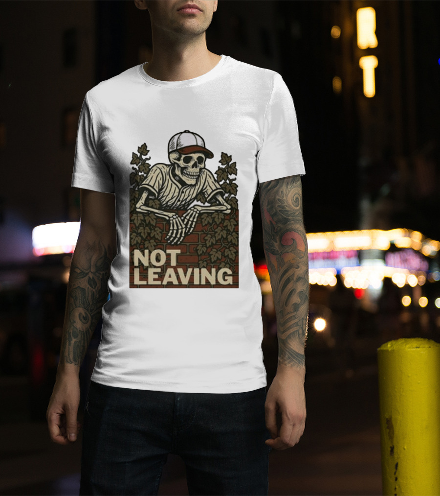 Skeleton Baseball Player Not Leaving Brick Wall Ivy Cap T-Shirt