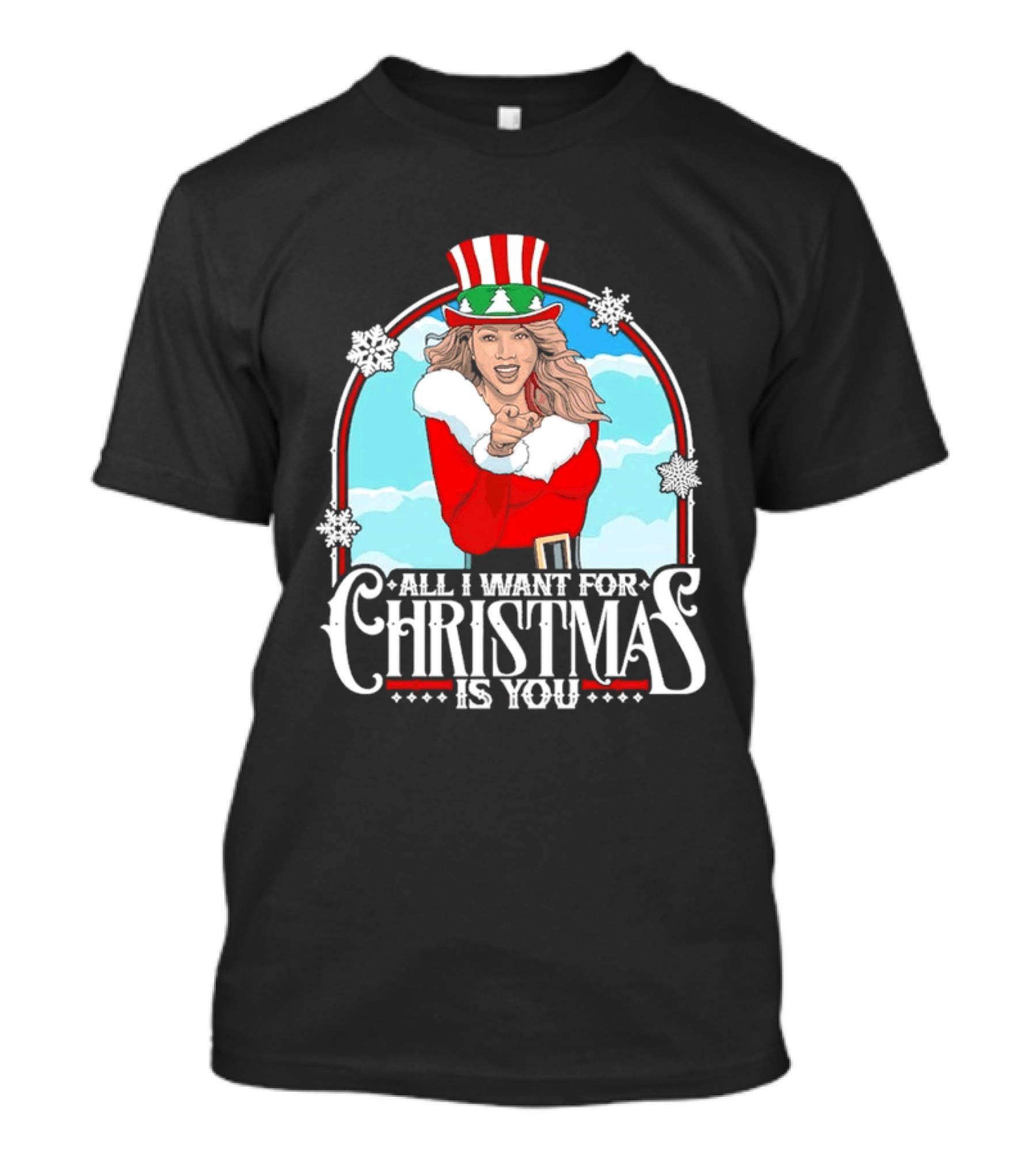 All I Want For Christmas Is You Mariah Carey Santa Christmas Music Holiday T-Shirt