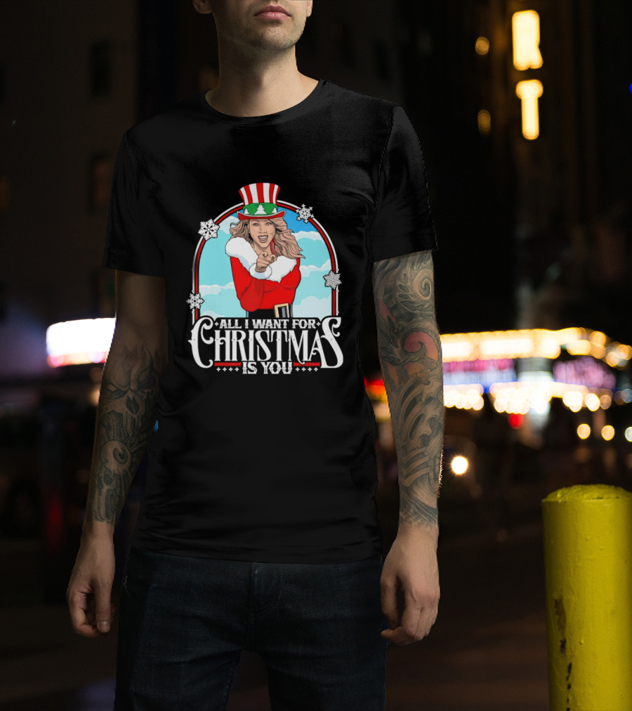All I Want For Christmas Is You Mariah Carey Santa Christmas Music Holiday T-Shirt