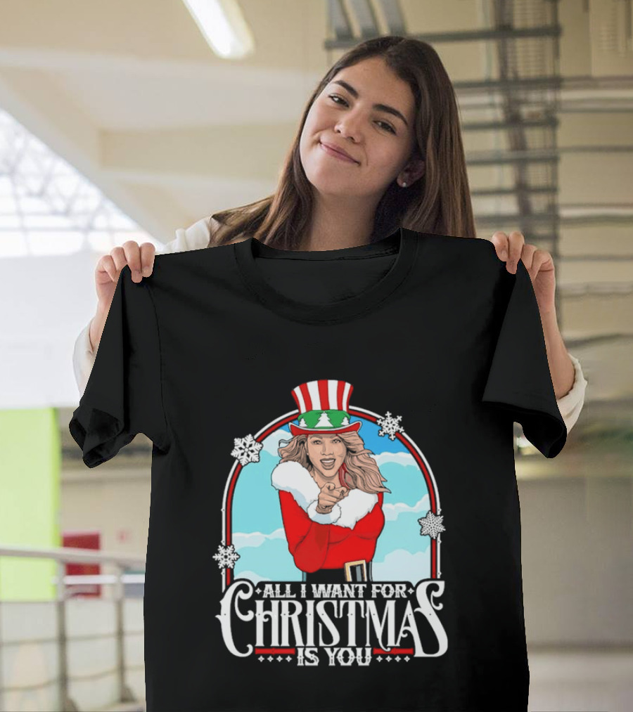 All I Want For Christmas Is You Mariah Carey Santa Christmas Music Holiday T-Shirt