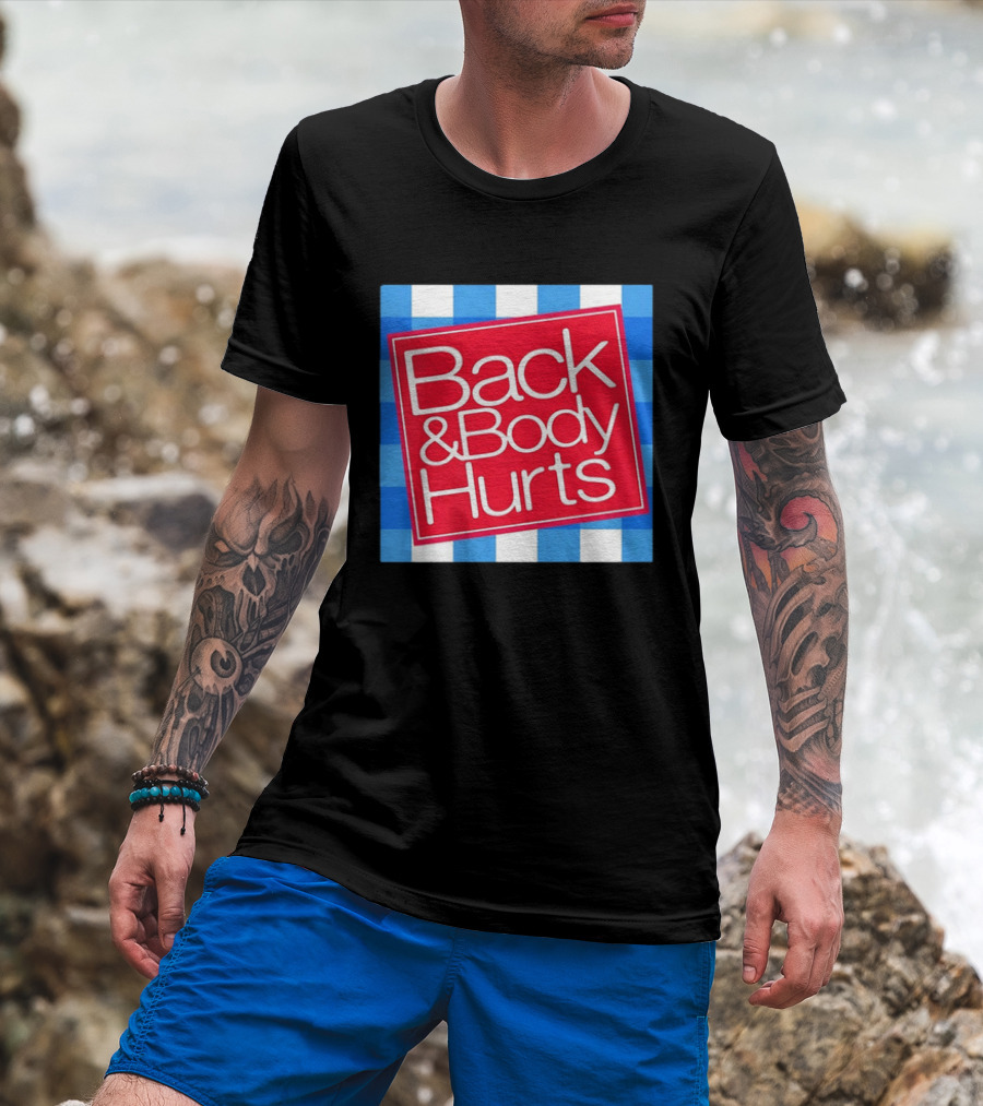 Back And Body Hurts Blue Gingham Square Red T-Shirt