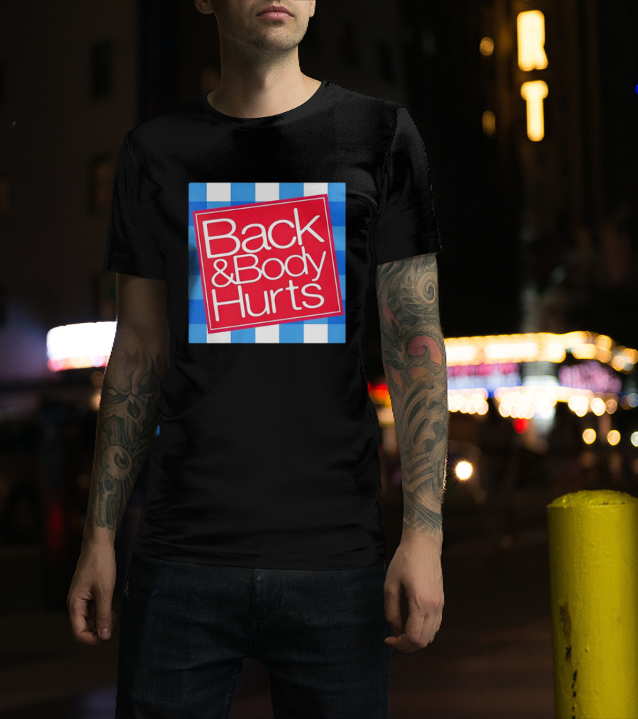 Back And Body Hurts Blue Gingham Square Red T-Shirt
