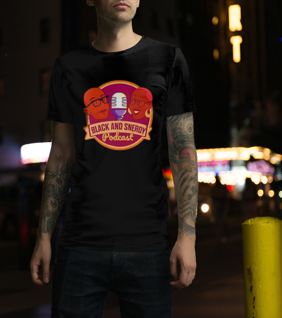 Black And Snerdy Podcast Hosts Microphone T-Shirt