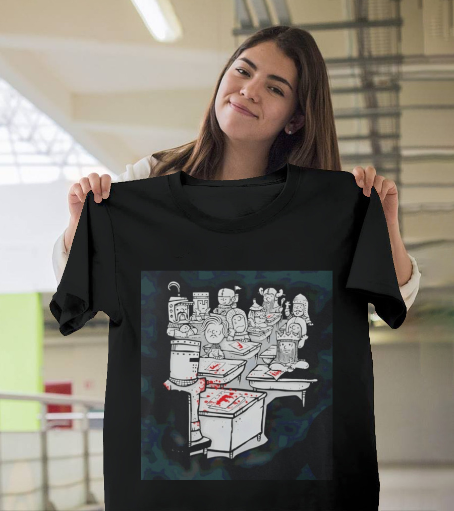 Bloody Knight Classroom Cartoon Failing Grade F T-Shirt