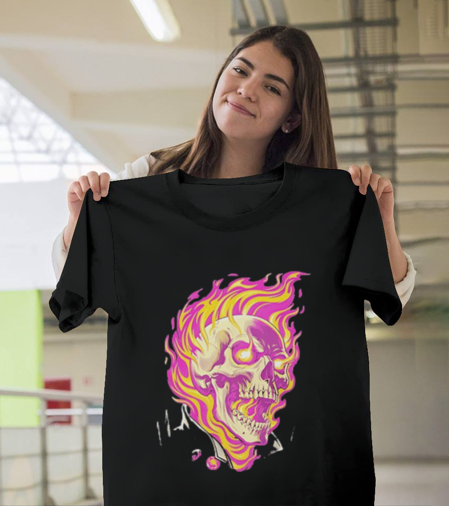 Ghost Rider Flaming Skull Marvel Fire Blaze T-Shirt