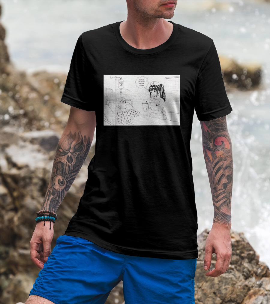 Nurse Manga Style Hospital Scene With Patient And IV Drip T-Shirt