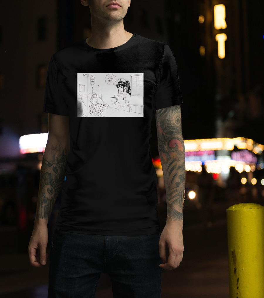 Nurse Manga Style Hospital Scene With Patient And IV Drip T-Shirt