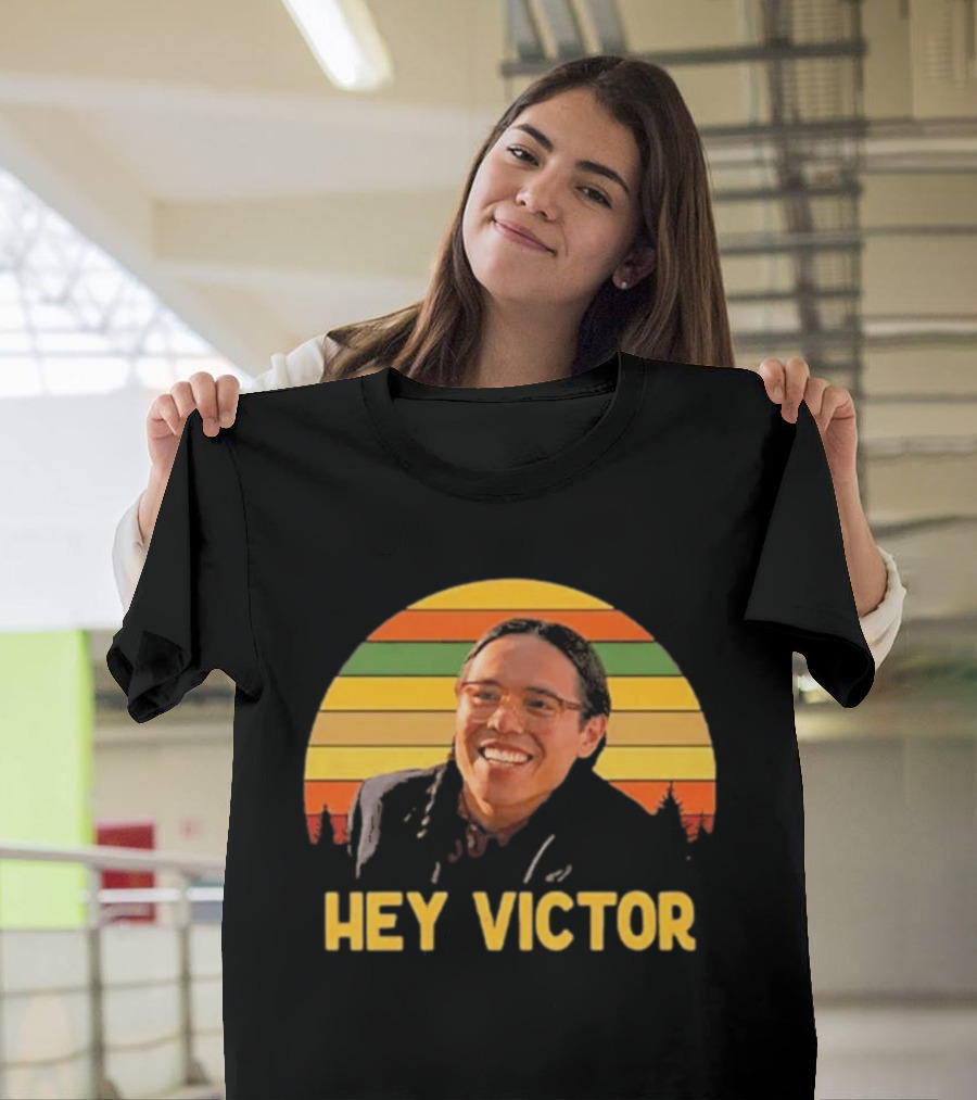 Hey Victor Thomas Builds The Fire Smoke Signals Retro Rainbow T-Shirt