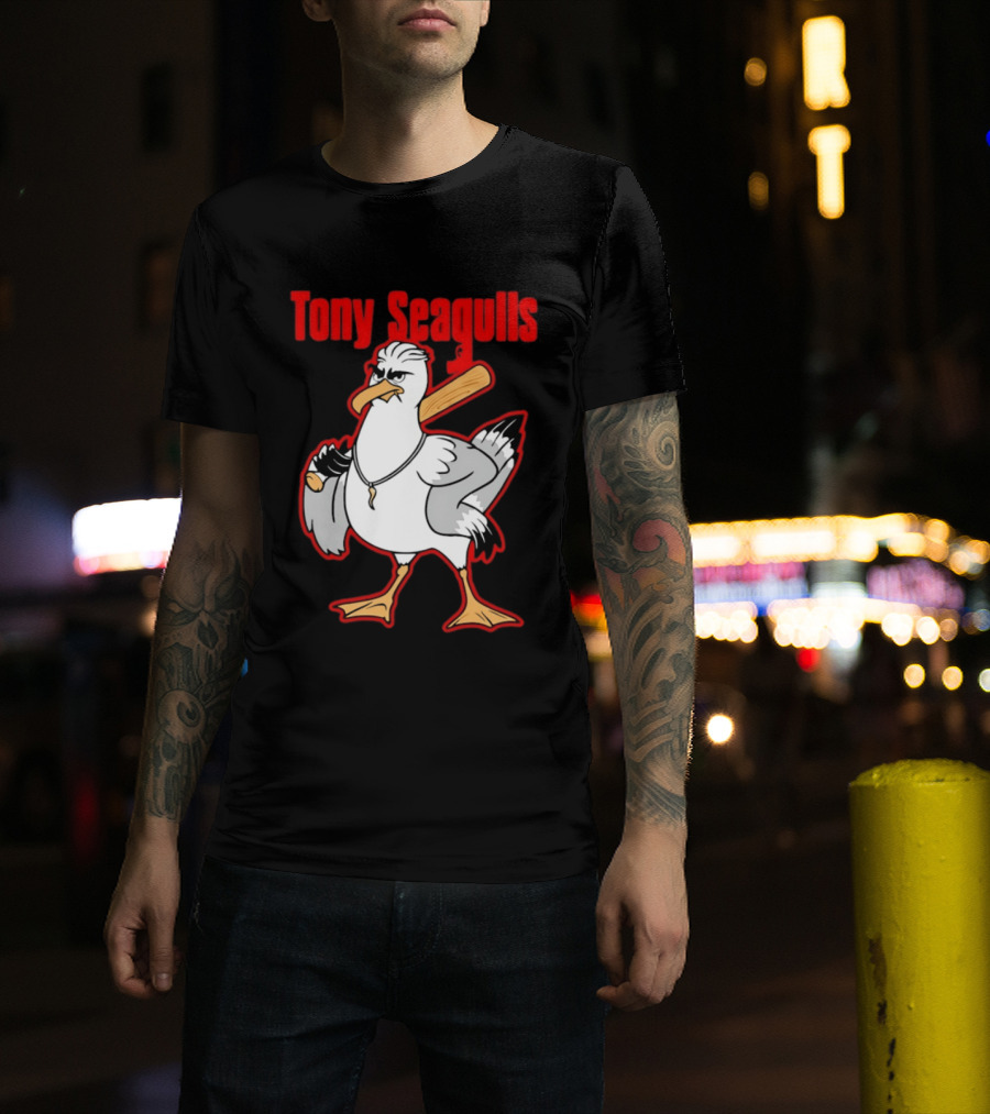 Tony Seagulls Mobster Bird Seagull Mafia T-Shirt