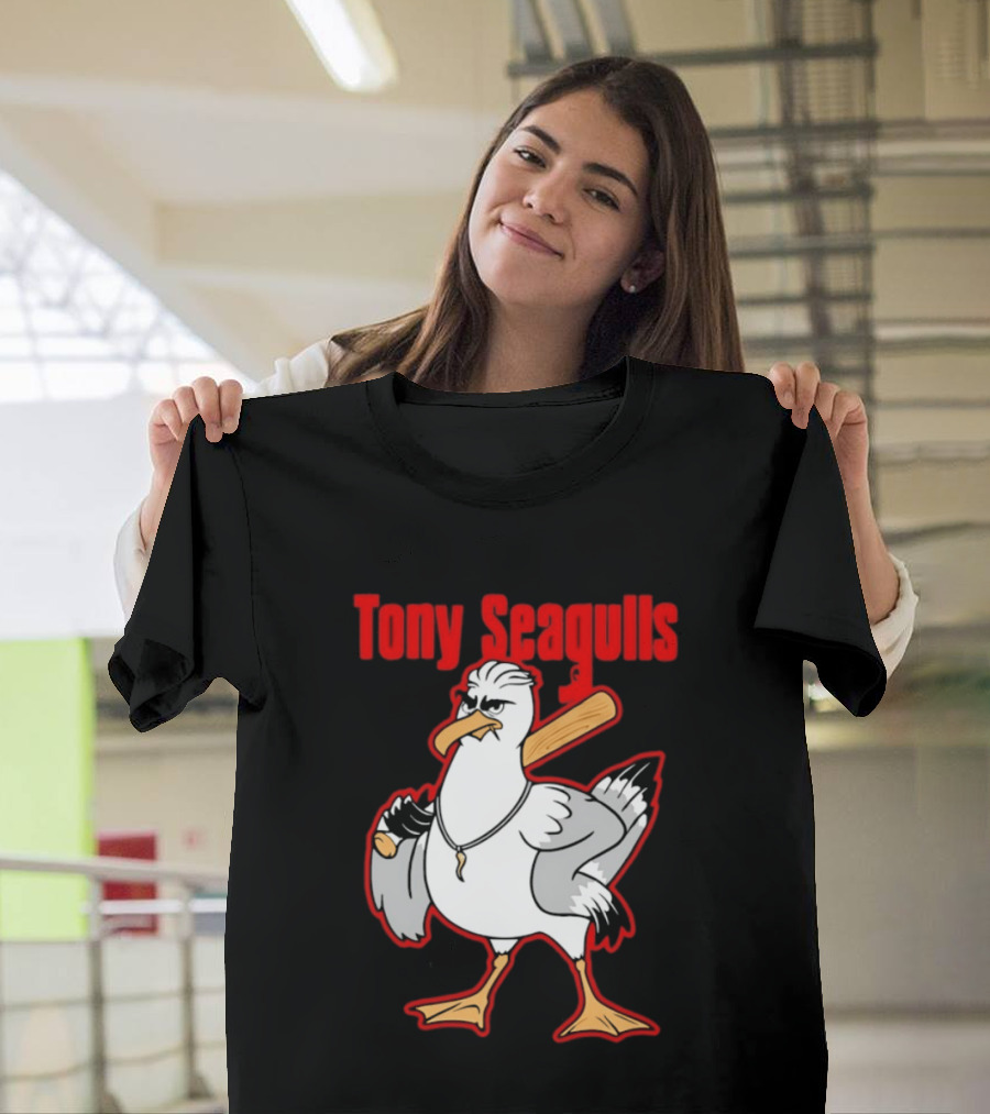 Tony Seagulls Mobster Bird Seagull Mafia T-Shirt