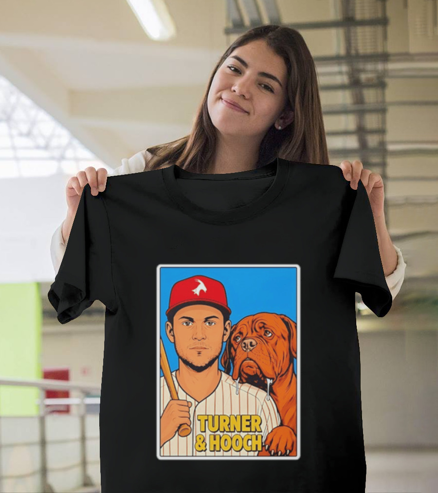 Philadelphia Phillies Trea Turner And Hooch Baseball Retro Illustrated Print T-Shirt