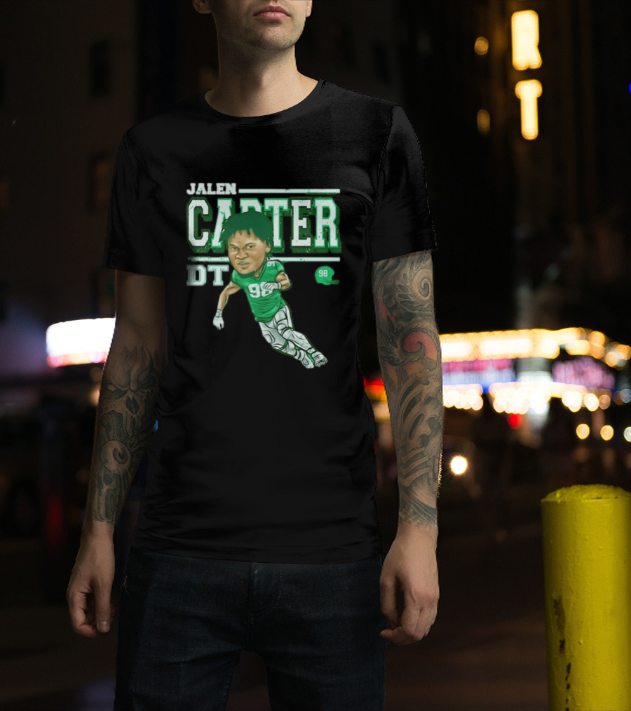 Jalen Carter Philadelphia Eagles DT 98 Caricature Football Player T-Shirt