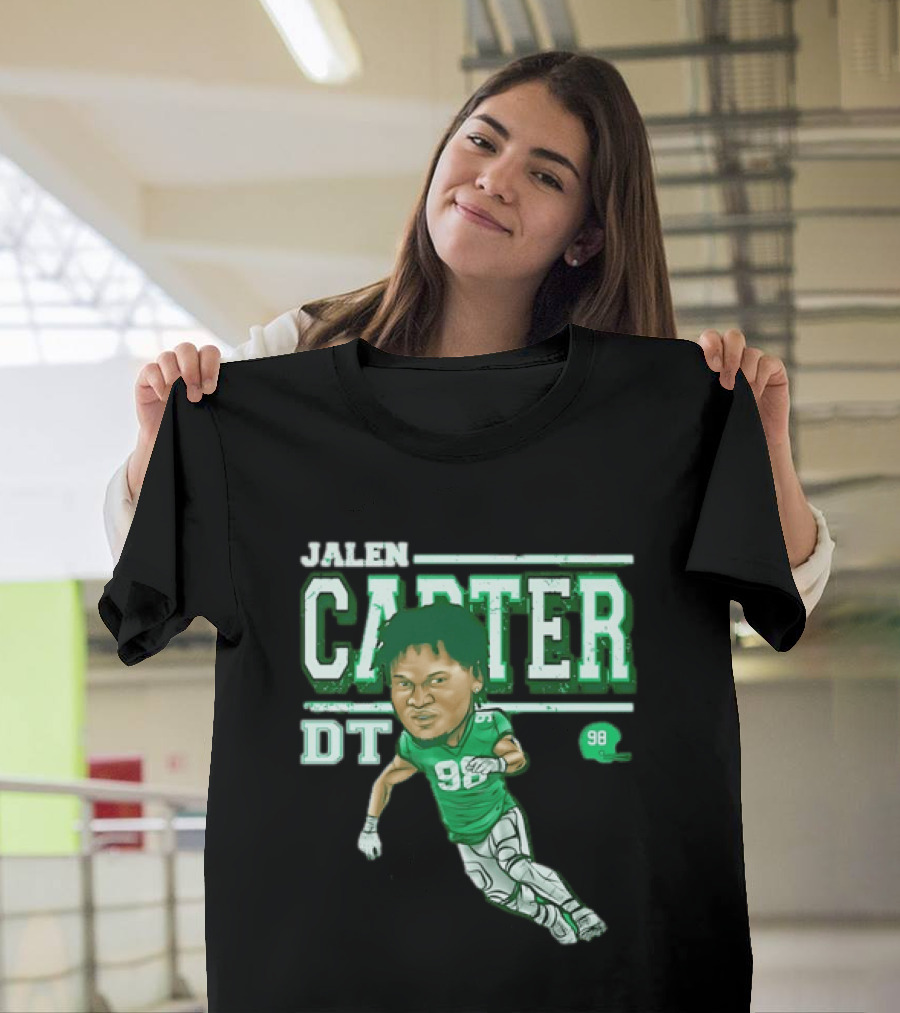 Jalen Carter Philadelphia Eagles DT 98 Caricature Football Player T-Shirt