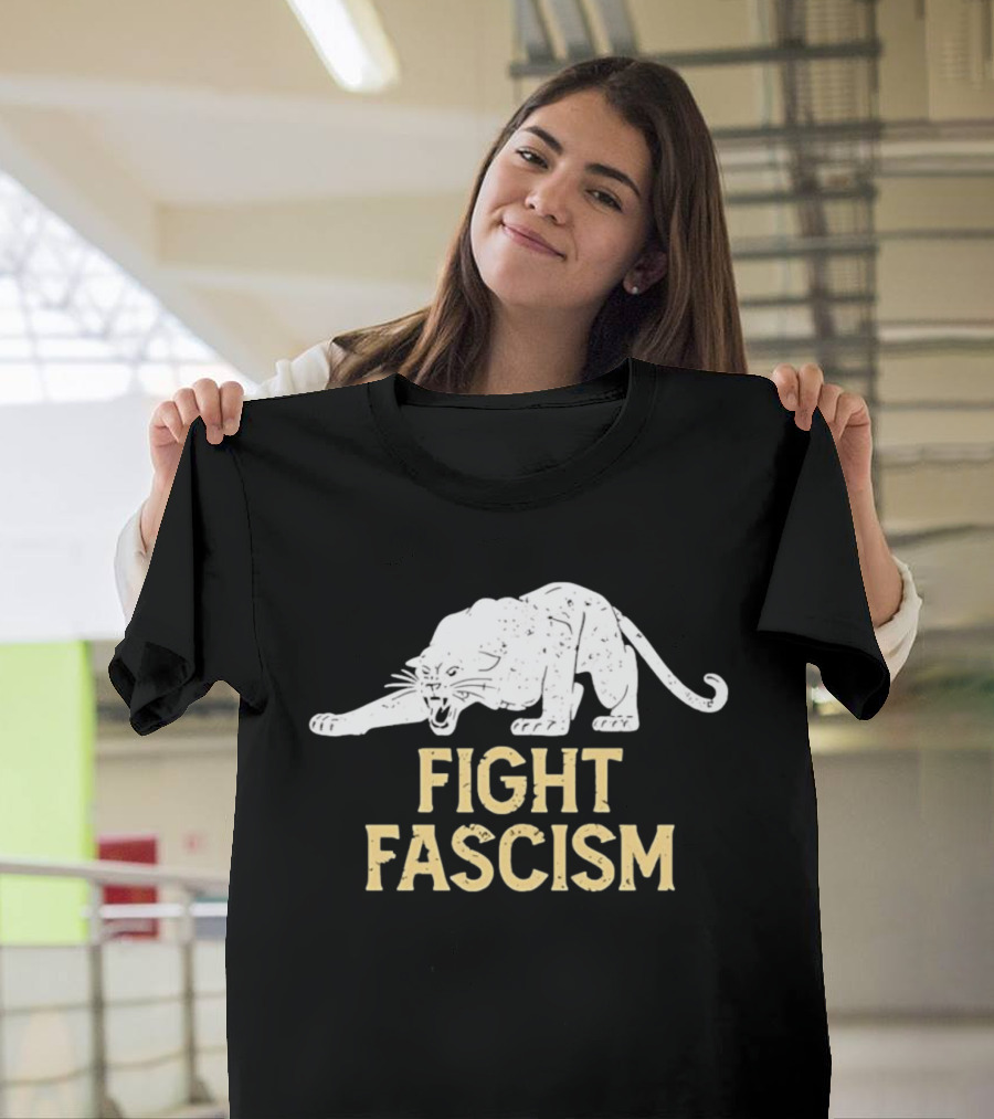 Distressed Fight Fascism Panther Anti Fascist T-Shirt