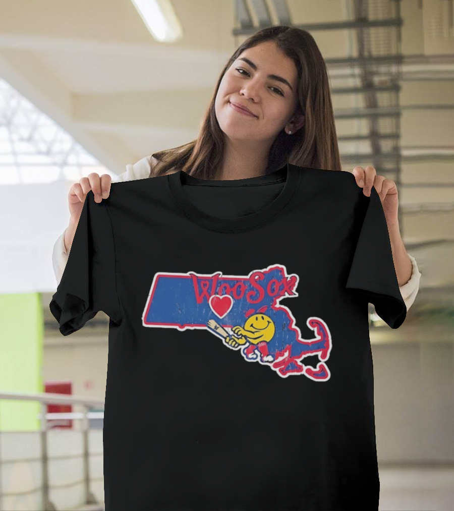 WooSox Massachusetts Heart Baseball Distressed T-Shirt