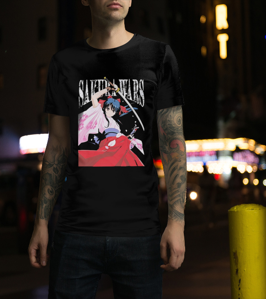 Sakura Wars Distressed Anime Samurai Girl With Katana T-Shirt