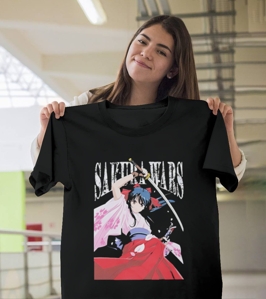 Sakura Wars Distressed Anime Samurai Girl With Katana T-Shirt