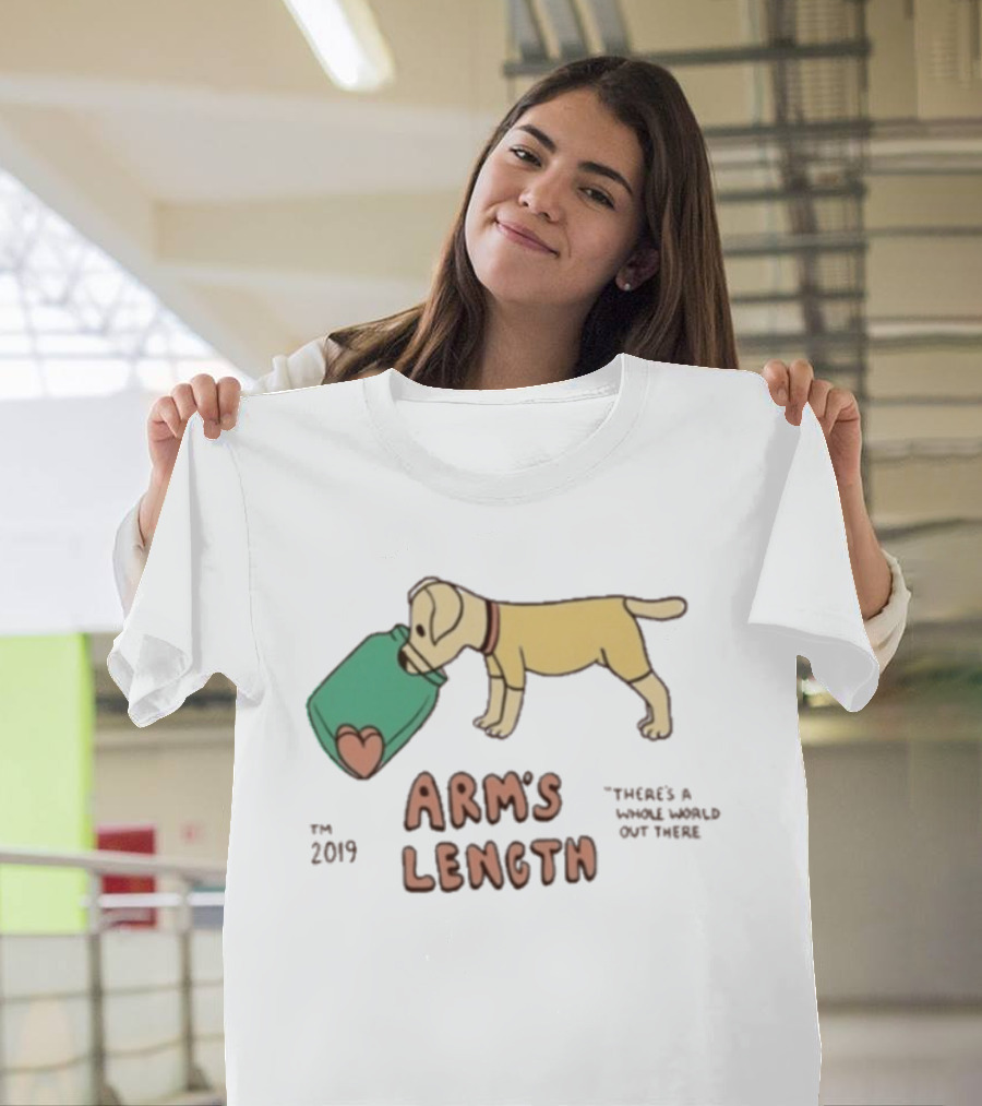 Arm's Length 2019 Dog With Jar There's A Whole World Out There T-Shirt