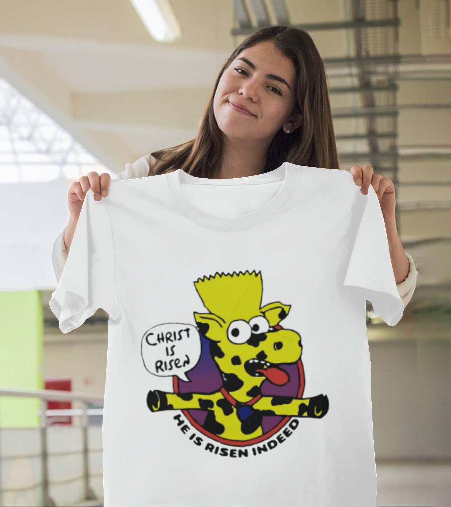 Christ Is Risen He Is Risen Indeed Simpson Cow Cartoon T-Shirt