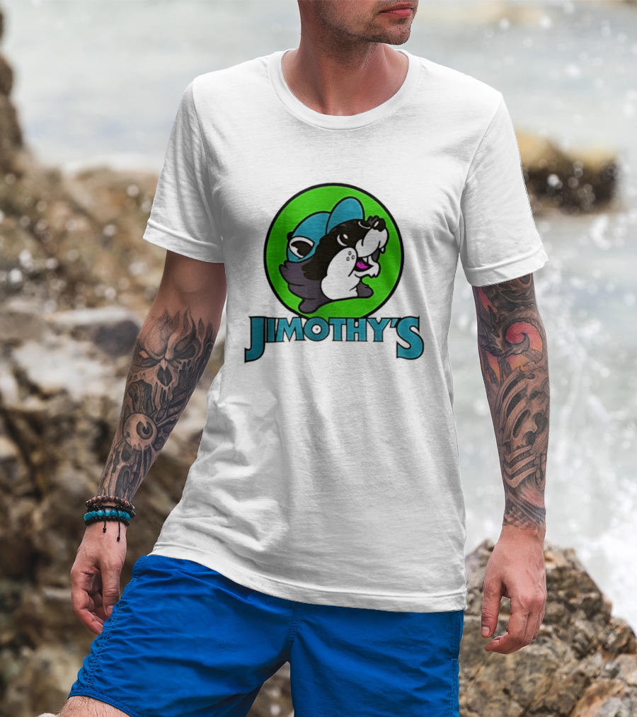Jimothy's Cartoon Hat Character In Green Circle T-Shirt